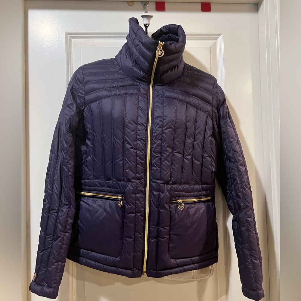 Michael Kors Purple Packable Down Fill Coat Jacket Large L (Small Repair)
